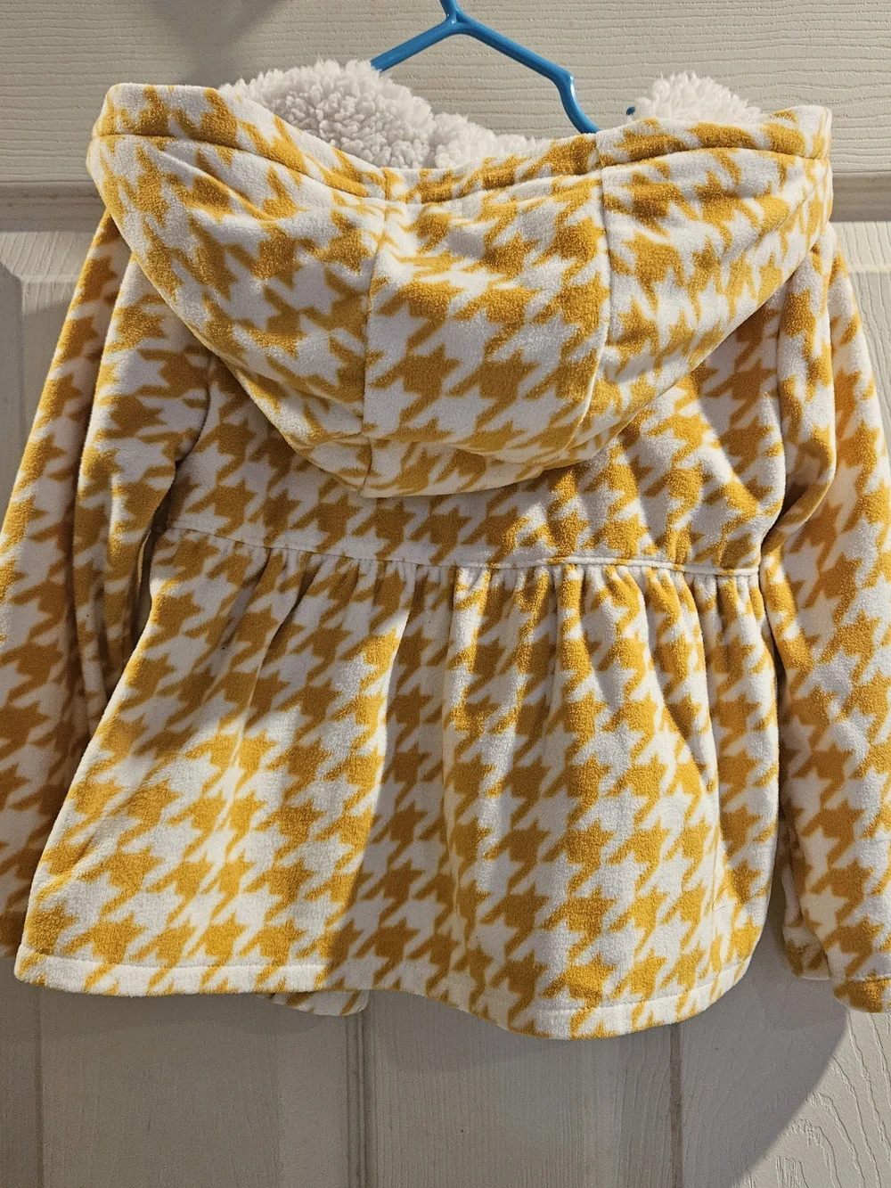 Carter's Toddler Yellow Houndstooth Fleece Hooded Jacket 24 months